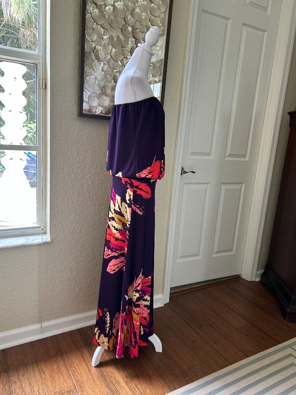Veronica M Drop Waist Wine Maxi Dress View 3